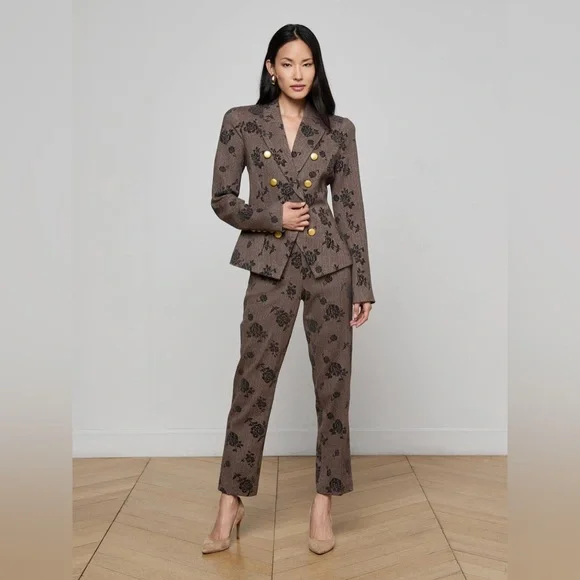 L’agence Bethany Flocked Herringbone Blazer $995 NEW - Picture 8 of 12